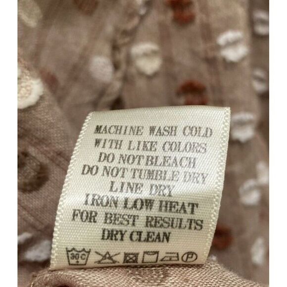 Loveriche Women Brown Polka Dot Blouse Long Sleeve with Ruffles Size Large - Picture 6 of 11